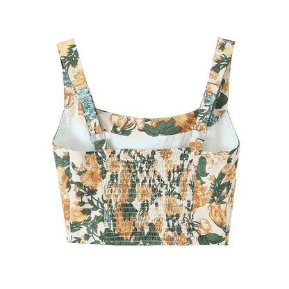 Trendy Printed Top Asymmetrical Mini Skirt Set