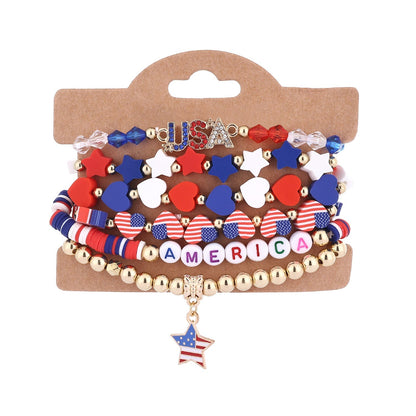 American Flag Multi-Layered Beaded Bracelet
