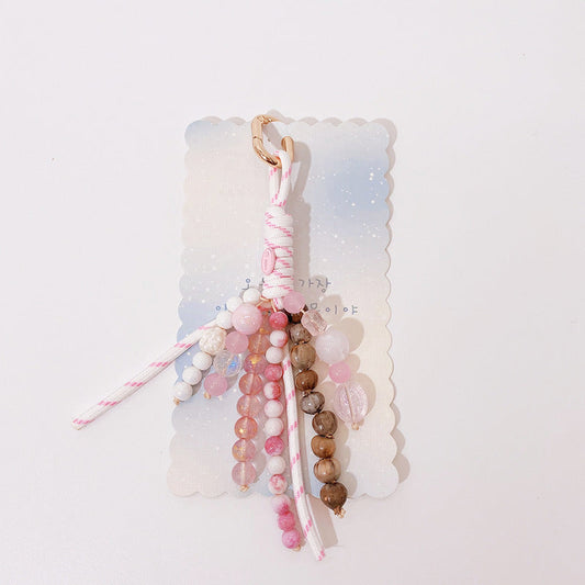 Cute Color Block Beaded Keychain Bag Charm