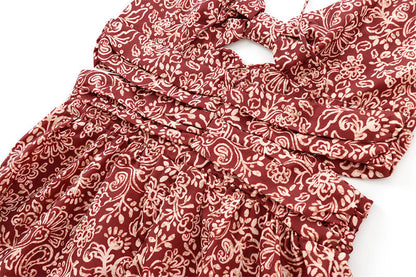 Casual Floral Print Sleeveless Cut Out Midi Dress