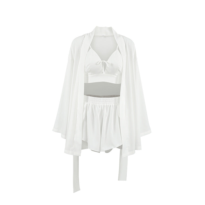 3PCS Solid Color Split Homwear Sets