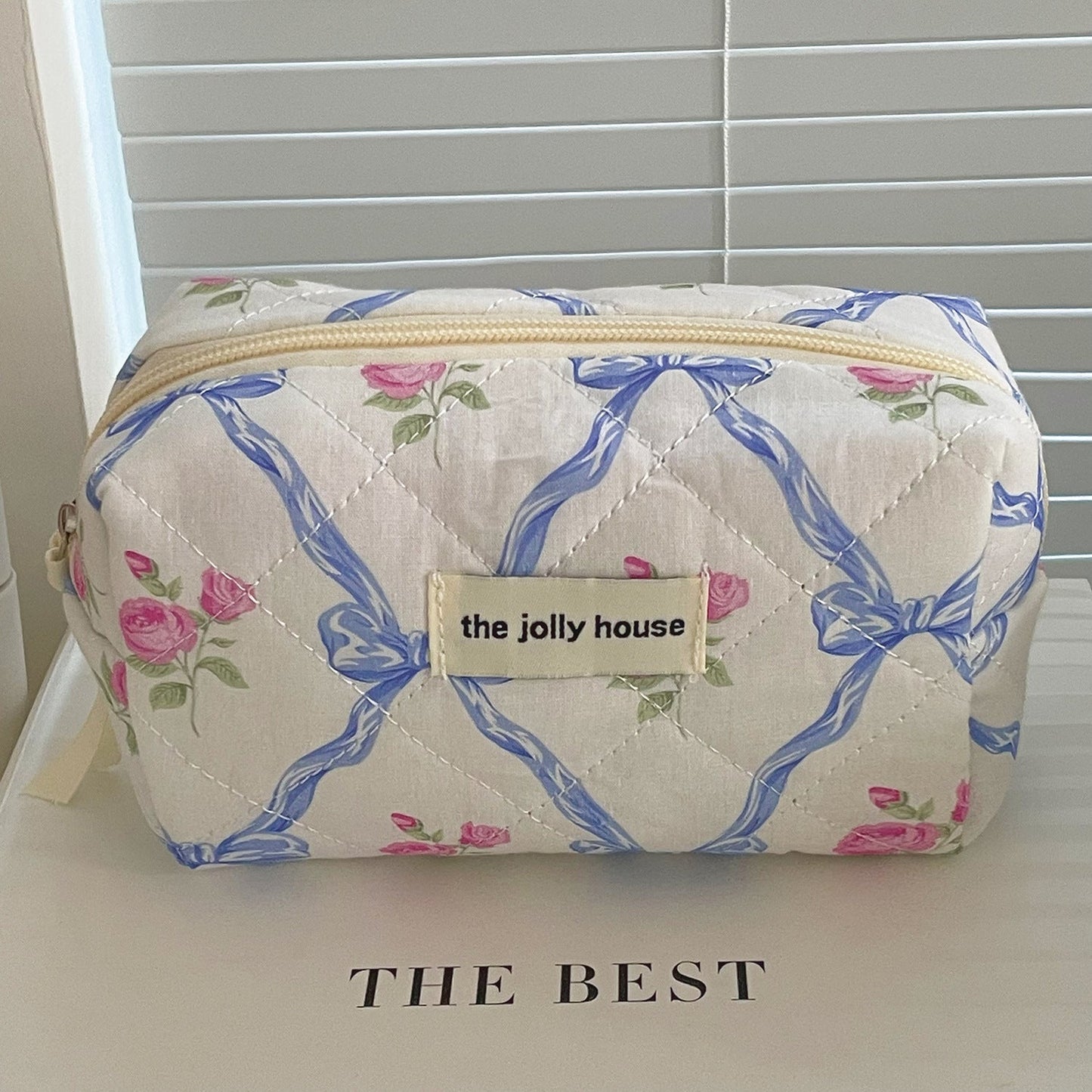 Bow Print Soft Portable Sweet Make Up Bag