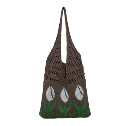 Vintage Flower Jacquard Knit SHoulder Bag