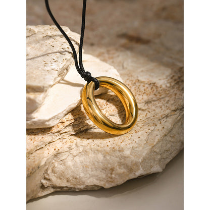 Simple Round Cutout Titanium Necklace