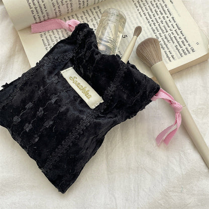 Simple Velvet Drawstring Mini Make Up Bag