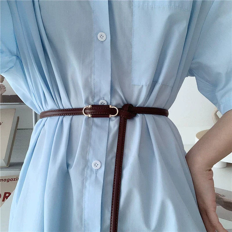 Simple Elegant Leather Slim Belt