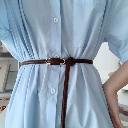 Simple Elegant Leather Slim Belt