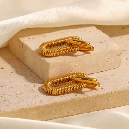 Gold Plated Stainless Steel Chain Hoop Earrings