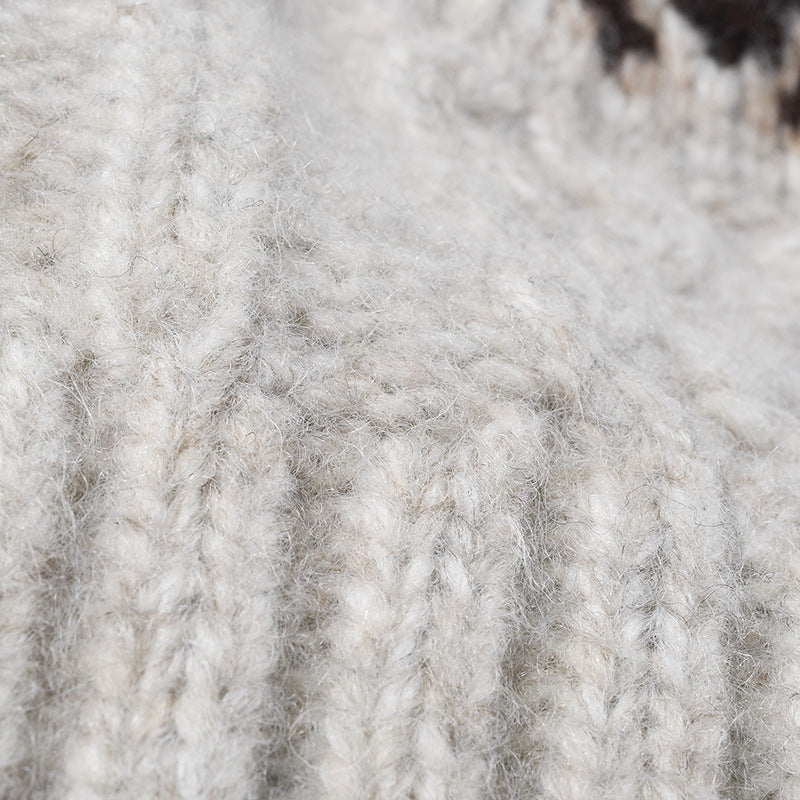 Contrast Color Twist Knit Beanie