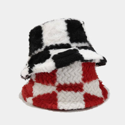 Checker Contrast Color Thicken Bucket Hats