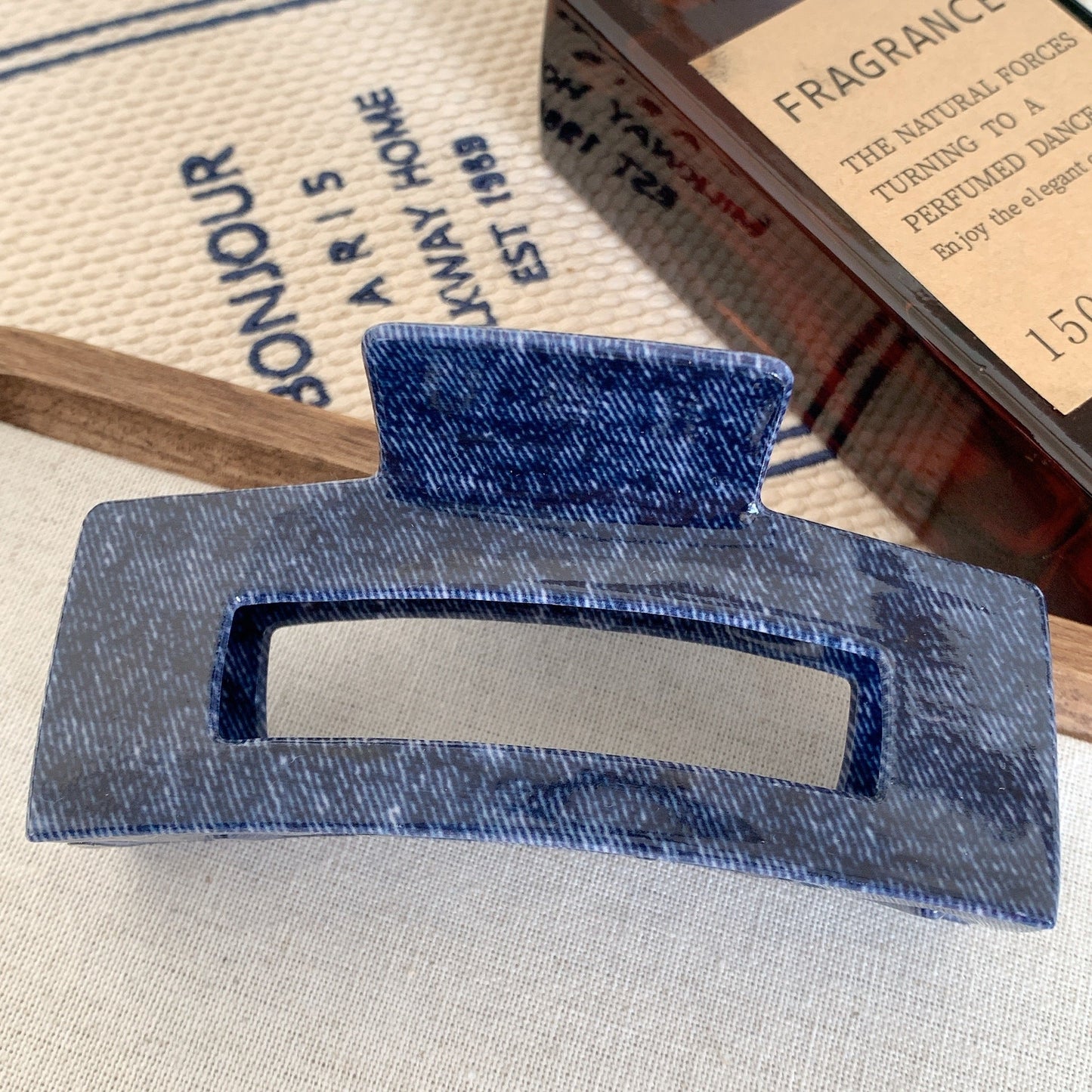 Simple Blue Geometric Acetate Hair Claw