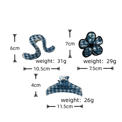 Black Plaid Geometric Sheer Hair Claw