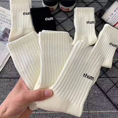 Simple Letter Solid Color Soft Socks