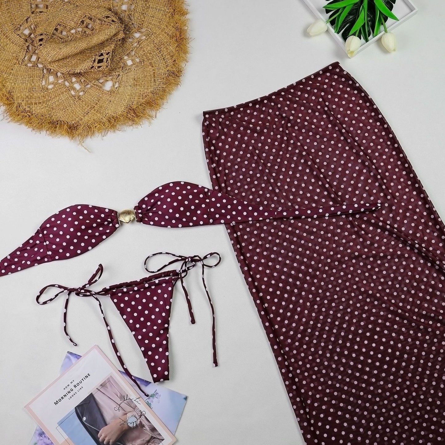 Polka Dot Strapless Bikini Maxi Cover