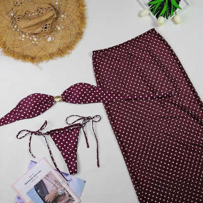 Polka Dot Strapless Bikini Maxi Cover