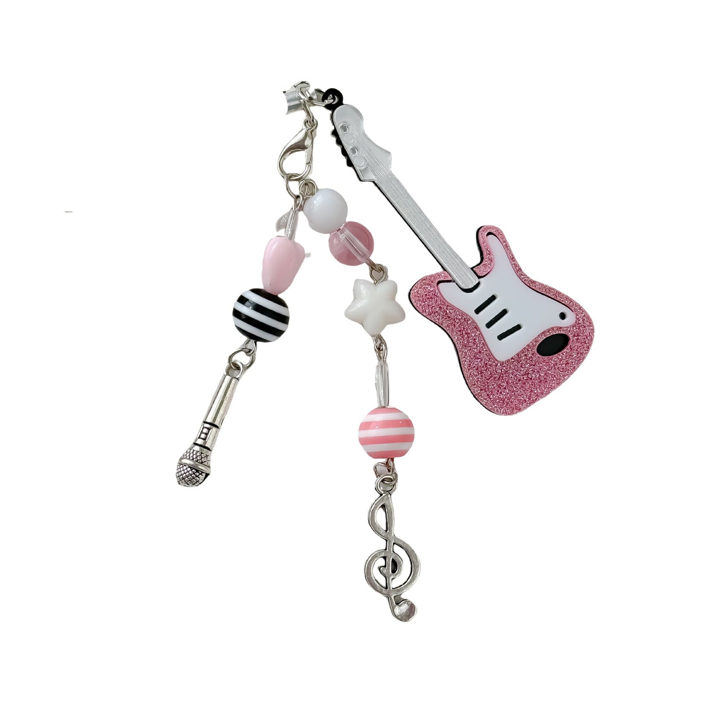 Cute Pink Violin Keychain Bag Charms