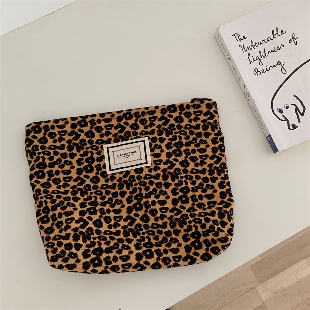 Simple Leopard Print Portable Make Up Bag