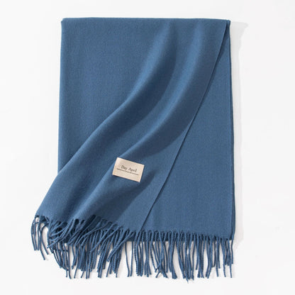 Simple Solid Color Fringed Winter Scarf