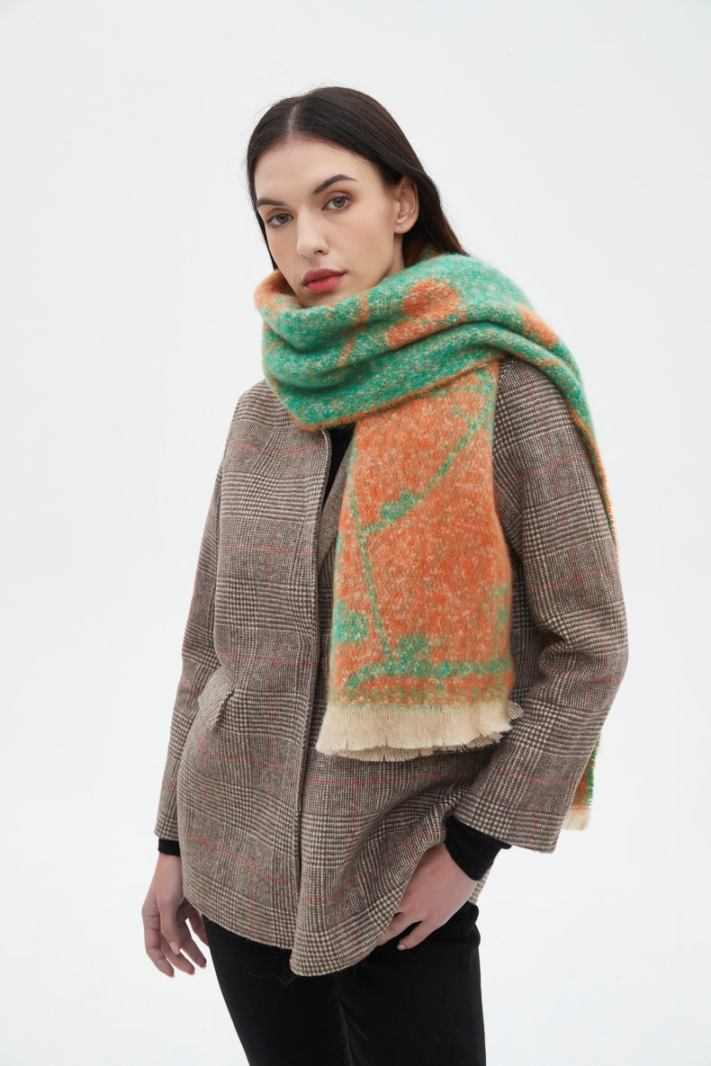 Contrasct Color Floral Print Scarves