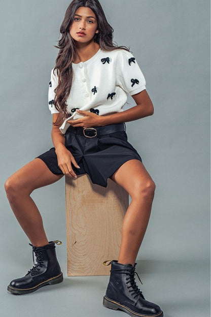 Bows Sweet Short Sleeves Knit Cardigan