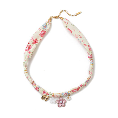 Colorful Flower Shell Pendant Scarf Necklace