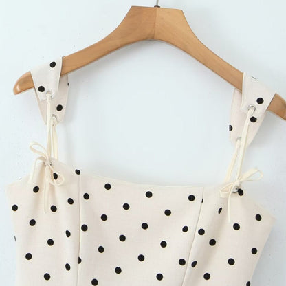 Trendy Polka Dot Tie Back Pleated Dress