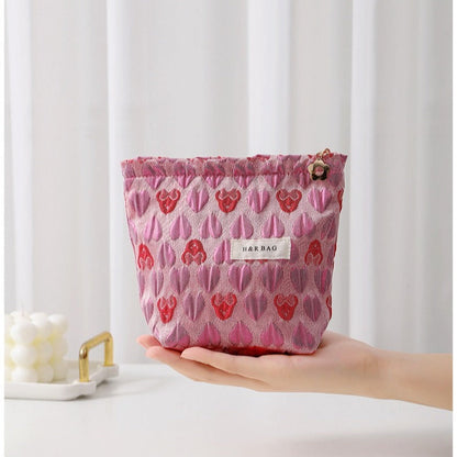 Love Jacquard Color Block Portable Cosmetic Bag