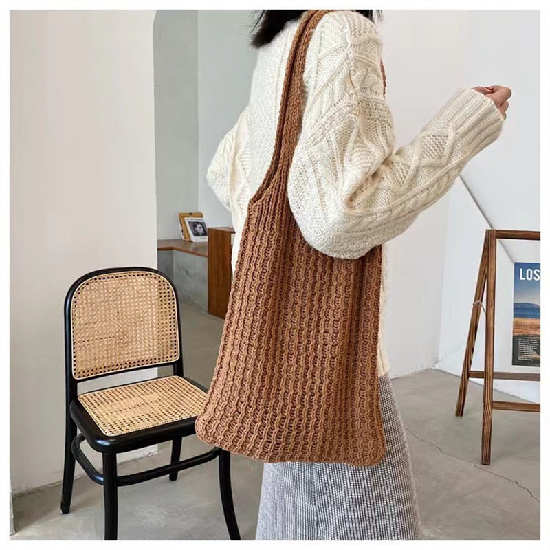 Simple Vintage Shoulder Bag Knit Tote Bag