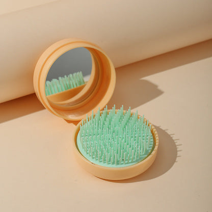 Folding Mini Pocket Cute Comb with Mirror