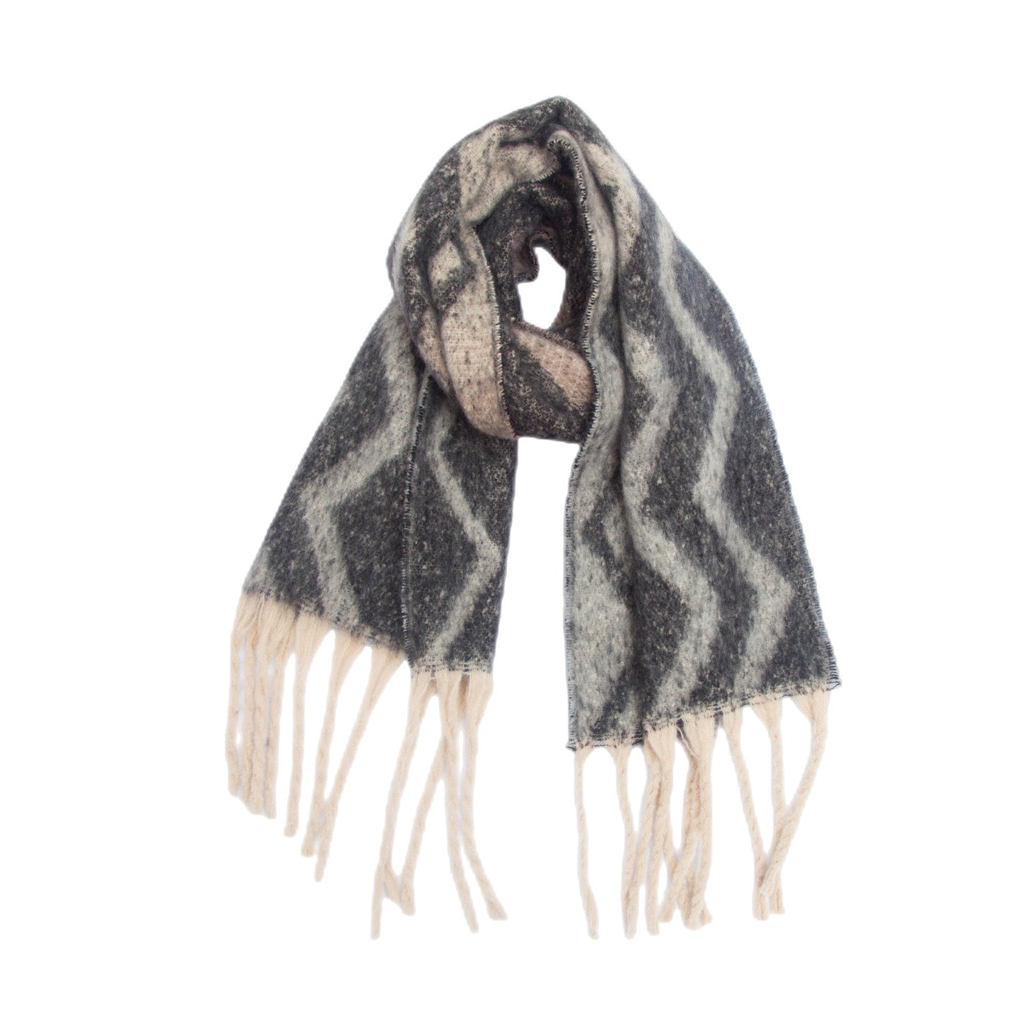 Gradient Color Print Tassel Scarf