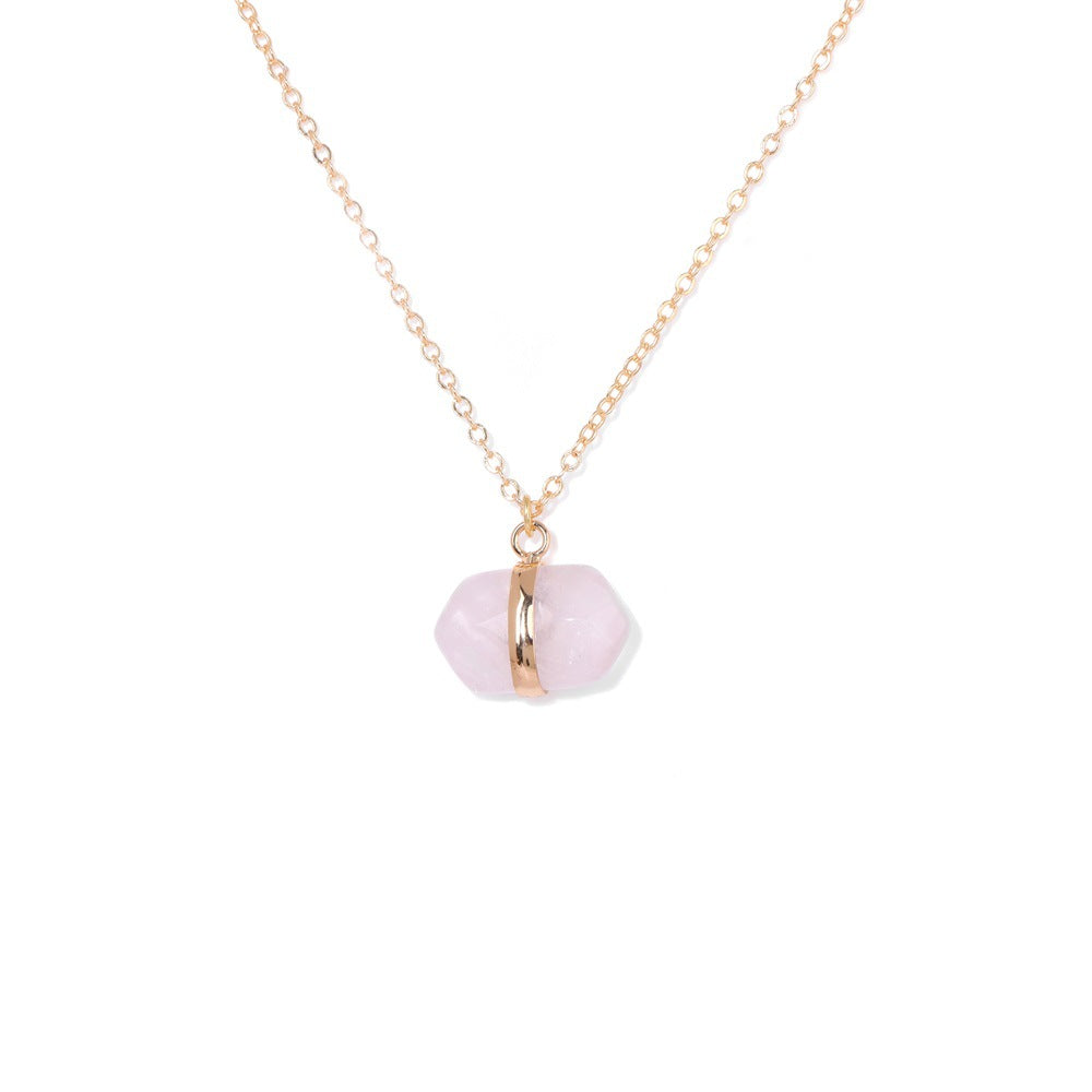 Irregiular Pink Crystal Pendant Simple Neckalces