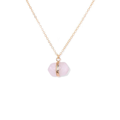 Irregiular Pink Crystal Pendant Simple Neckalces