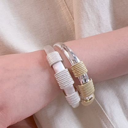 Chunky Textured Wire Twisted Bangle Bracelet