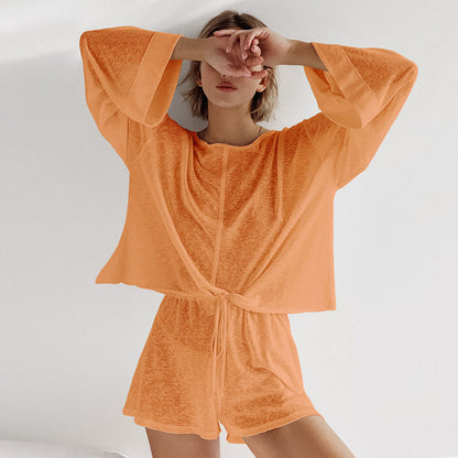 Loose Solid Color Casual Sleepwear Sets
