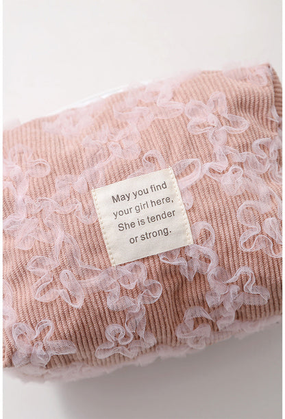 Lace Jacquard Portable Corduroy Cosmetic Bag