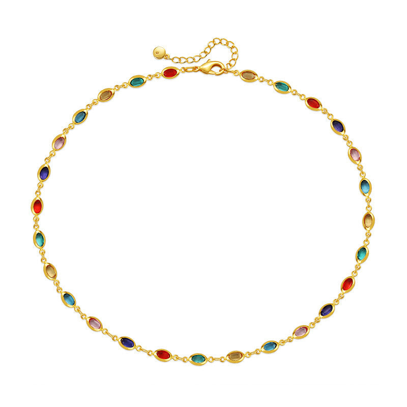 Colourful Oval Zirconia Vintage Necklace
