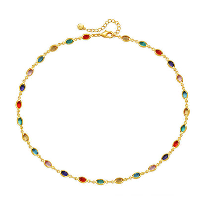 Colourful Oval Zirconia Vintage Necklace