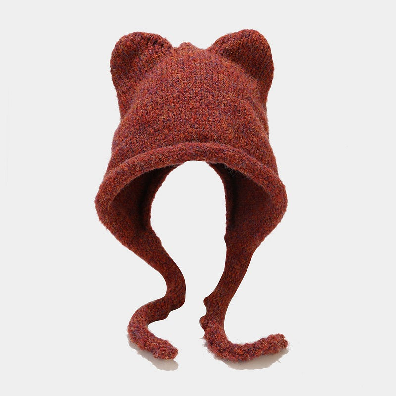 Cute Cat Ear Thermal Knit Beanie Hat