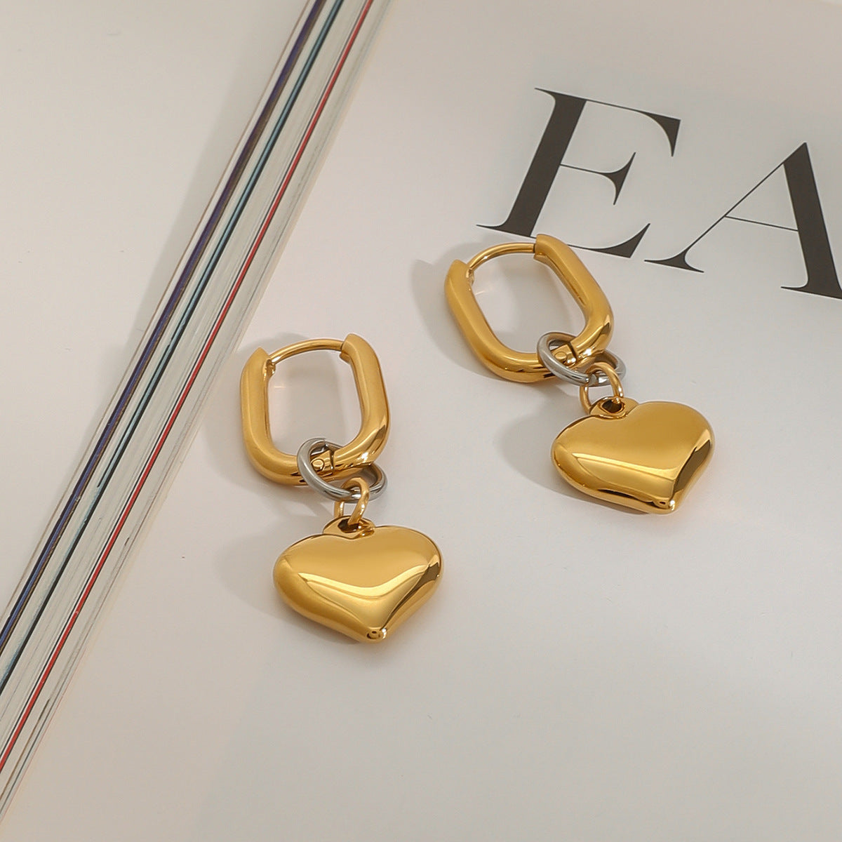 Love Pendant Cute Hoop Earrings