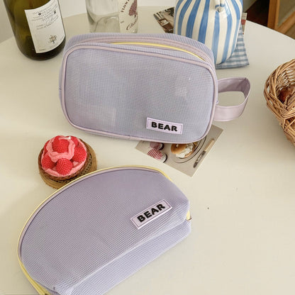 Half Moon Color Block Portable Make Up Bag