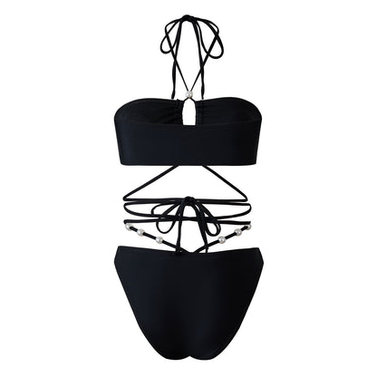Sexy String Halter Bikini Swimwear with Cover
