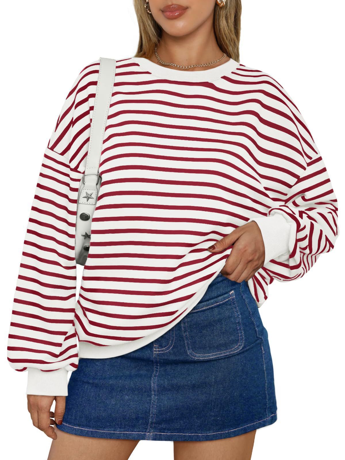 Striped Loose Color Block Casual Sweatshirt