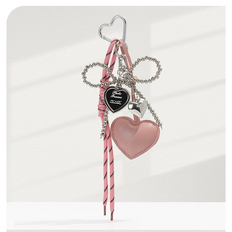 Simple Bow Heart Keychain Bag Charm