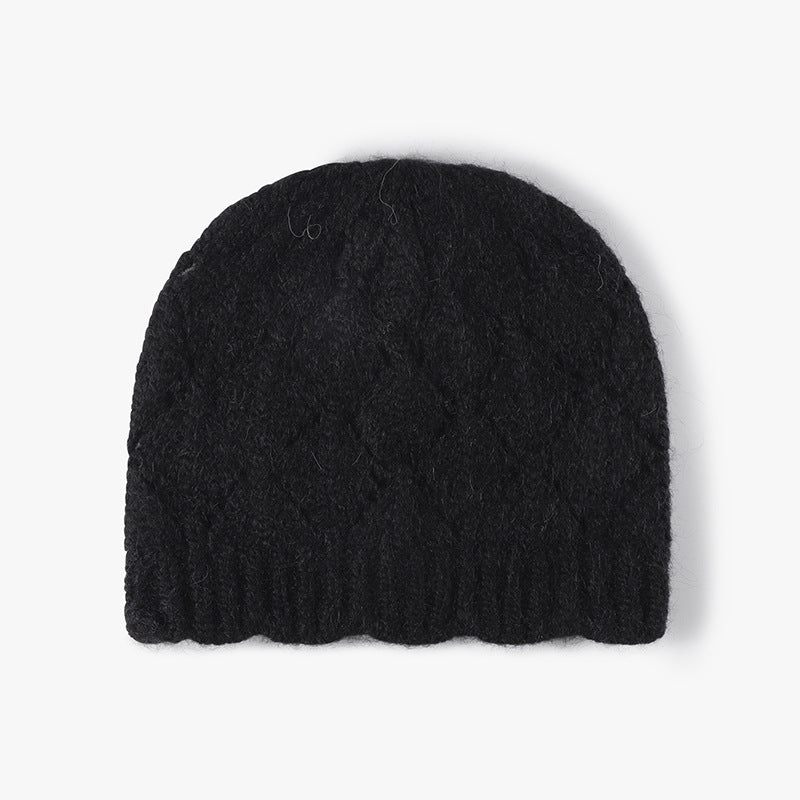 Solid Color Jacquard Knit Beanie