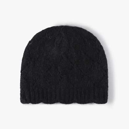 Solid Color Jacquard Knit Beanie