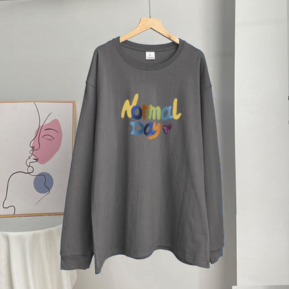 Colorful Letter Round Neck Loose T-Shirt