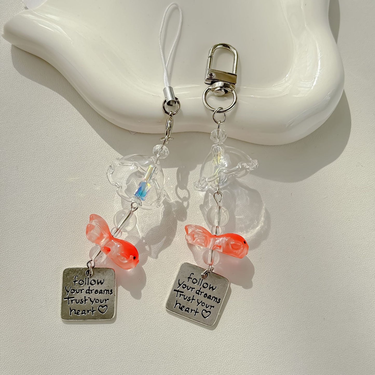 Cute Goldfish Wind Chime Crystal Bag Charm