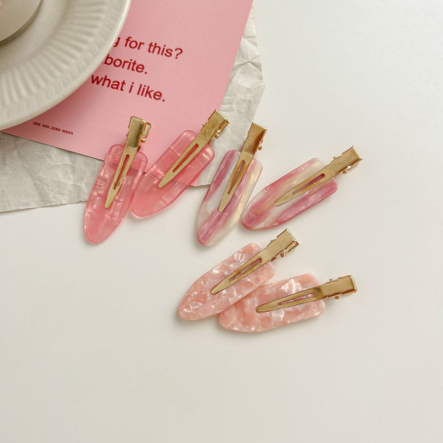 2+ 2Pcs Simple Sweet Pink Hair Clips