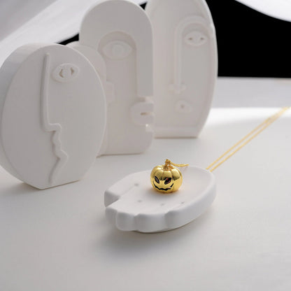 Halloween Spooky Rhinestone Pumpkin Necklace