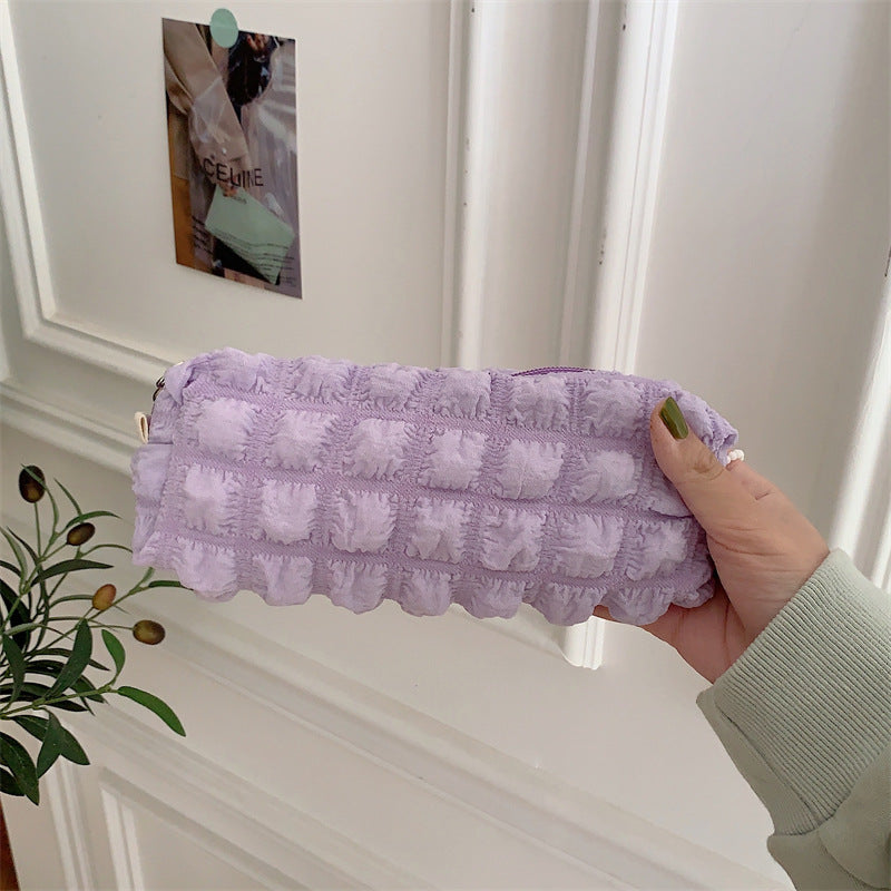 Cute Soft Ruched Makeup Pencil Pouch